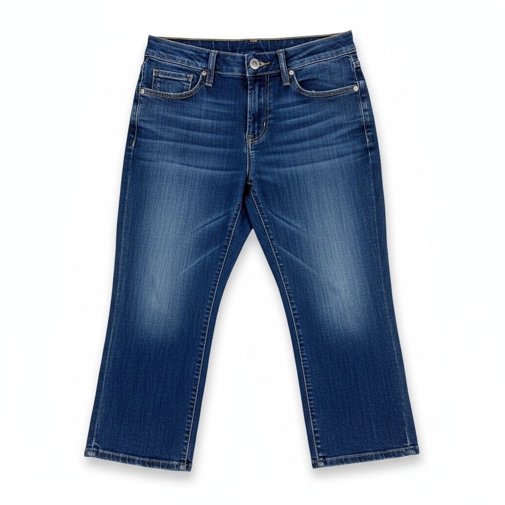 Lee Classic Fit Womens Relaxed Fit Denim Capris Dark Wash Cropped Jeans Size 8M